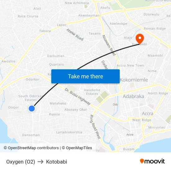 Oxygen (O2) to Kotobabi map