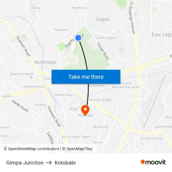 Gimpa Junction to Kotobabi map