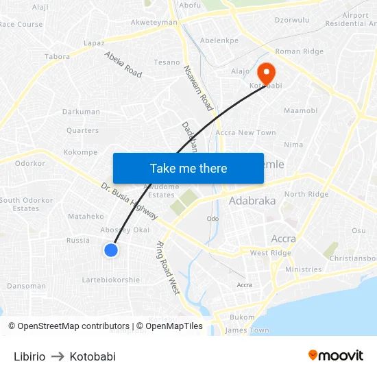 Libirio to Kotobabi map
