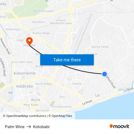 Palm Wine to Kotobabi map