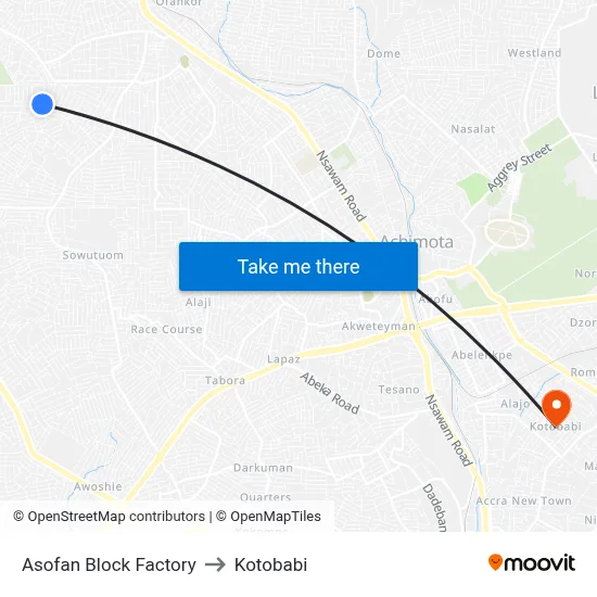 Asofan Block Factory to Kotobabi map