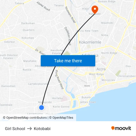 Girl School to Kotobabi map