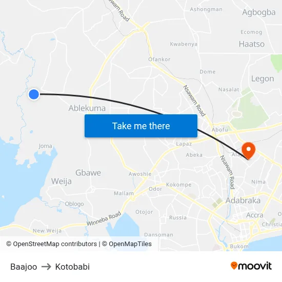 Baajoo to Kotobabi map