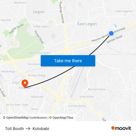 Toll Booth to Kotobabi map