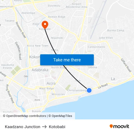 Kaadzano Junction to Kotobabi map