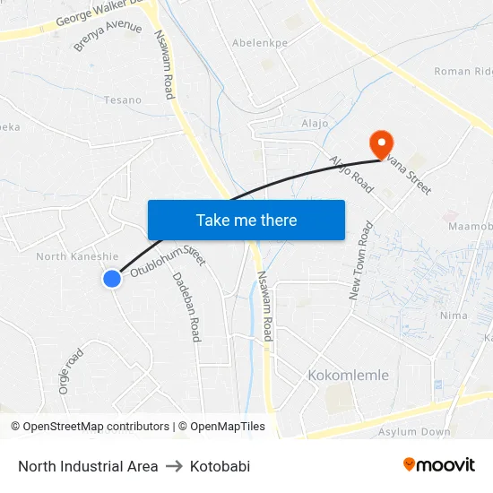 North Industrial Area to Kotobabi map