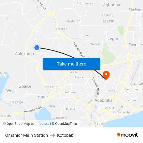 Omanjor Main Station to Kotobabi map