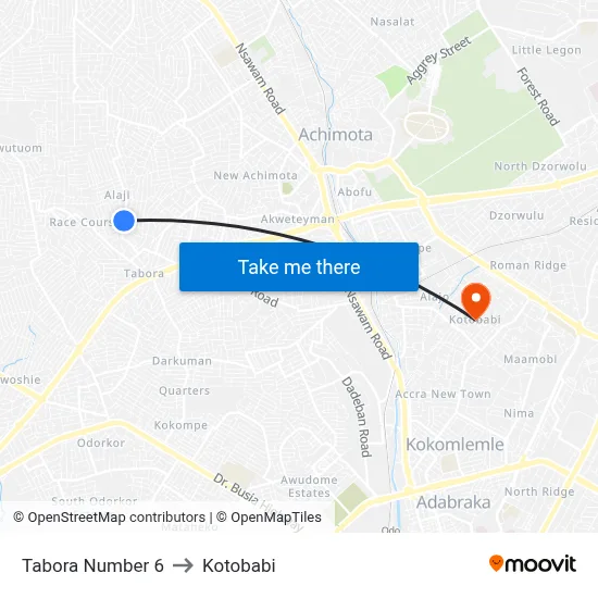 Tabora Number 6 to Kotobabi map