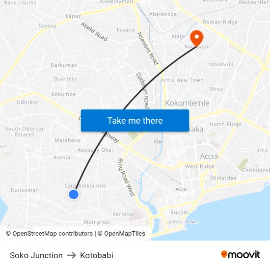 Soko Junction to Kotobabi map
