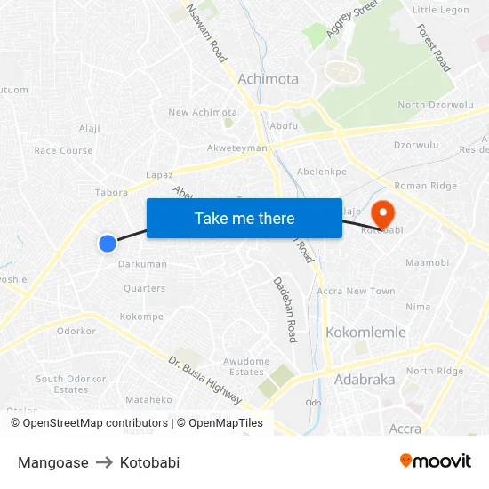 Mangoase to Kotobabi map