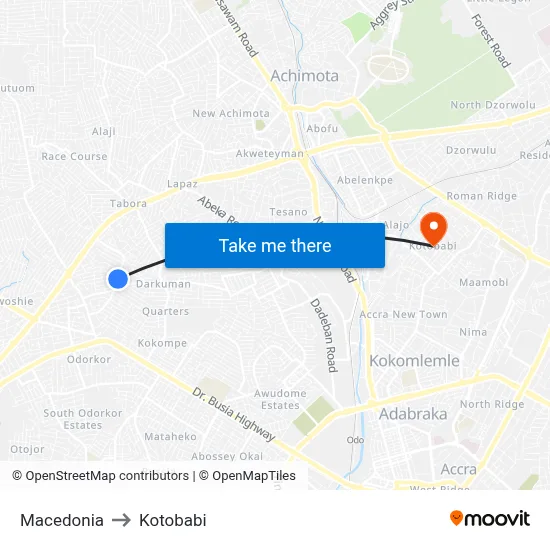 Macedonia to Kotobabi map