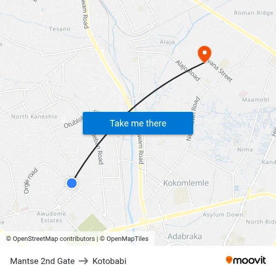 Mantse 2nd Gate to Kotobabi map