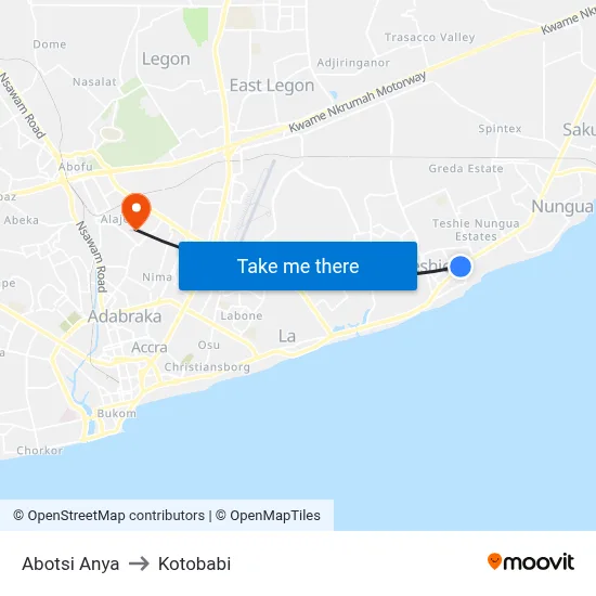 Abotsi Anya to Kotobabi map