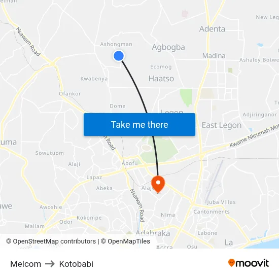 Melcom to Kotobabi map