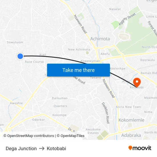 Dega Junction to Kotobabi map
