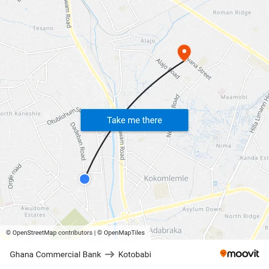 Ghana Commercial Bank to Kotobabi map