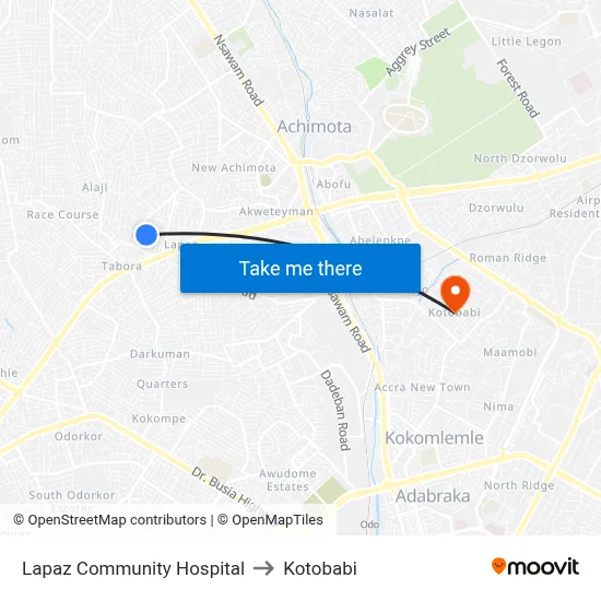 Lapaz Community Hospital to Kotobabi map