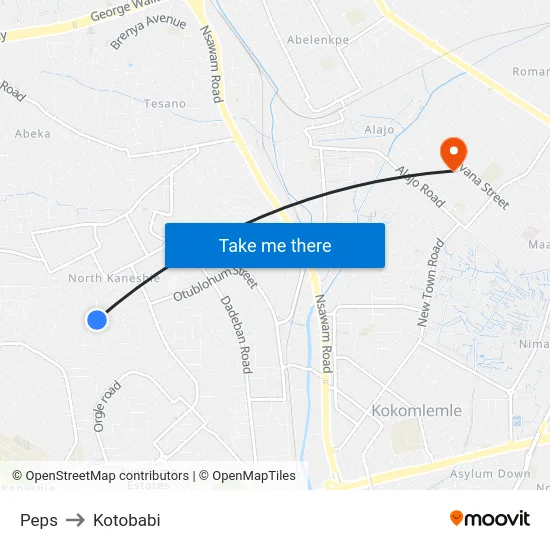 Peps to Kotobabi map