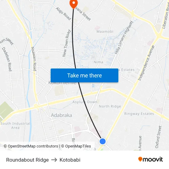 Roundabout Ridge to Kotobabi map
