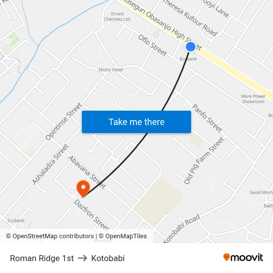 Roman Ridge 1st to Kotobabi map
