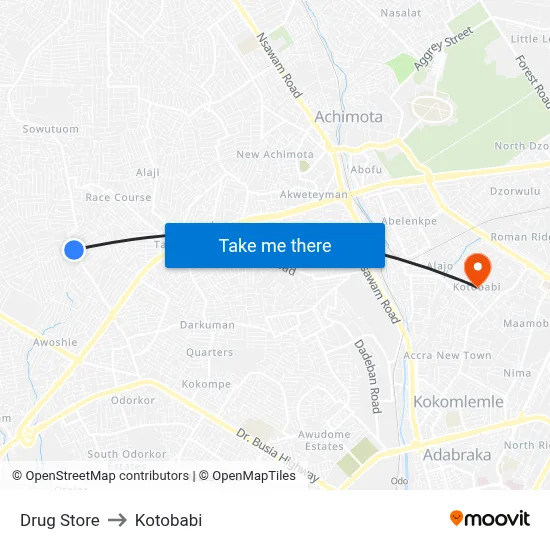 Drug Store to Kotobabi map