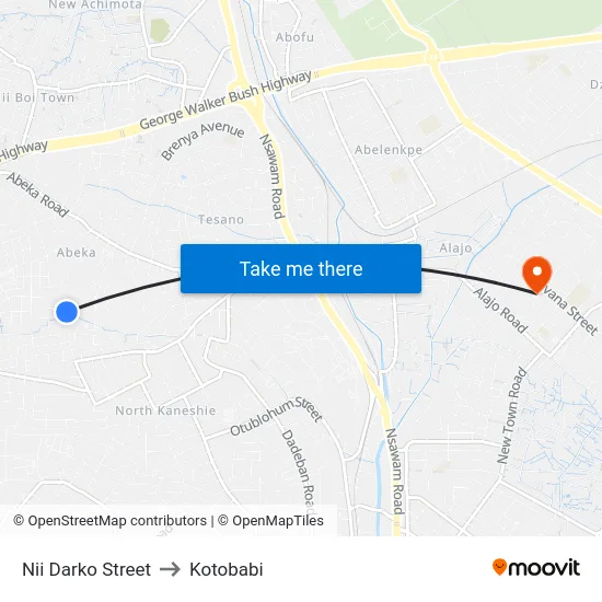 Nii Darko Street to Kotobabi map