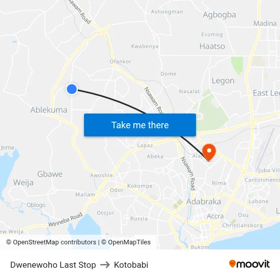 Dwenewoho Last Stop to Kotobabi map