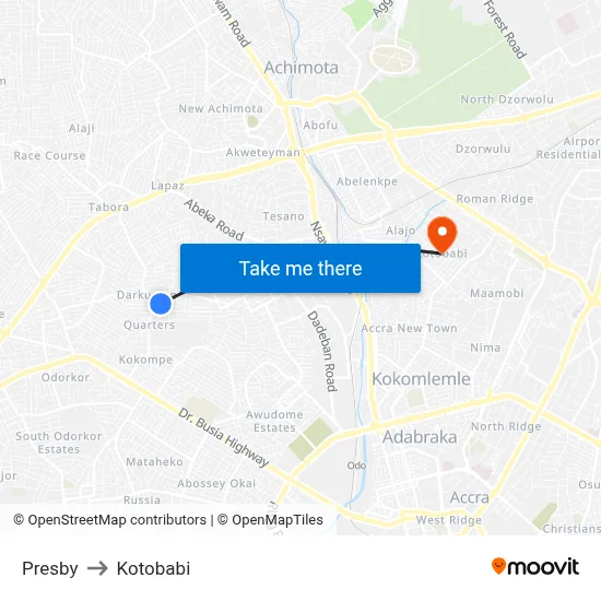 Presby to Kotobabi map