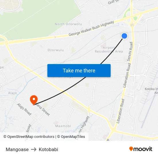 Mangoase to Kotobabi map