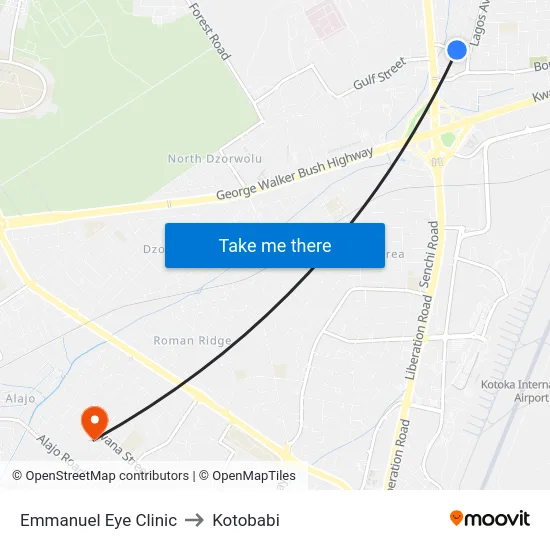 Emmanuel Eye Clinic to Kotobabi map