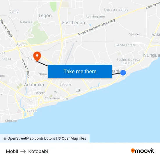 Mobil to Kotobabi map