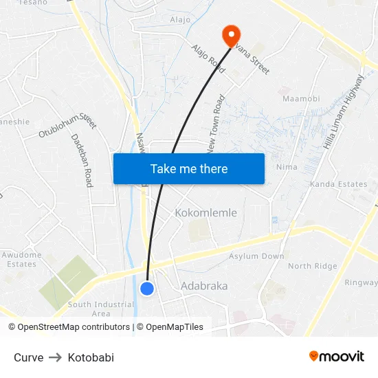 Curve to Kotobabi map
