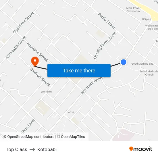 Top Class to Kotobabi map