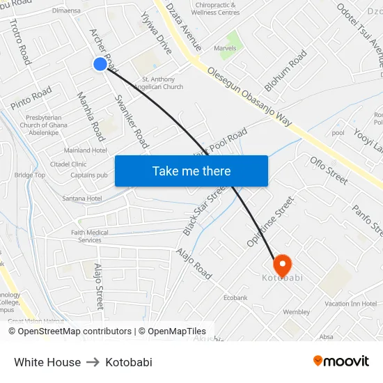 White House to Kotobabi map