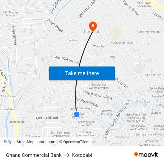 Ghana Commercial Bank to Kotobabi map
