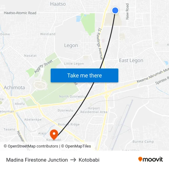 Madina Firestone Junction to Kotobabi map