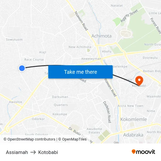 Assiamah to Kotobabi map