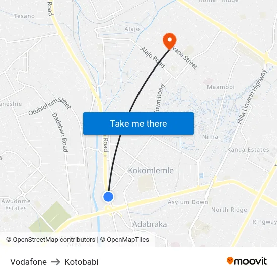 Vodafone to Kotobabi map