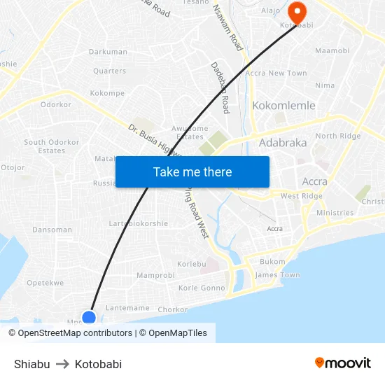 Shiabu to Kotobabi map