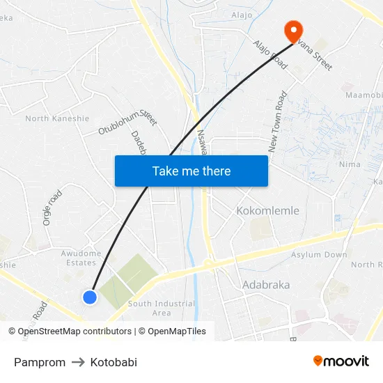 Pamprom to Kotobabi map