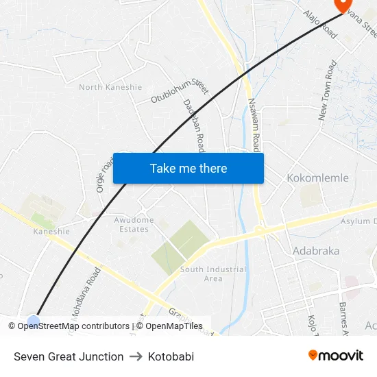 Seven Great Junction to Kotobabi map
