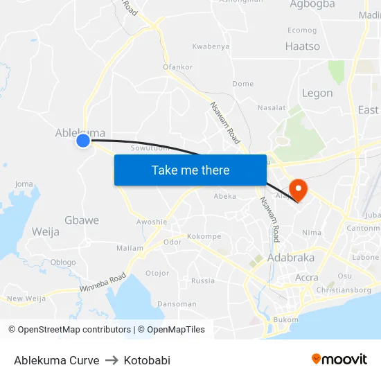 Ablekuma Curve to Kotobabi map