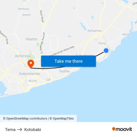 Tema to Kotobabi map