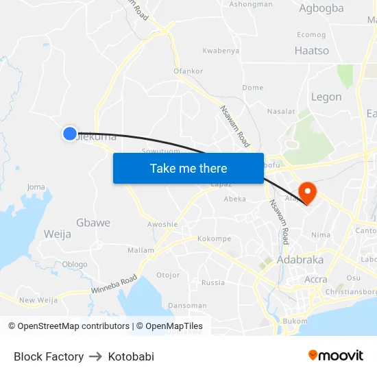 Block Factory to Kotobabi map