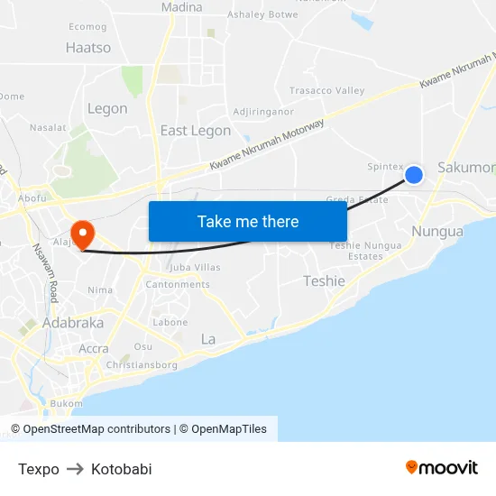 Texpo to Kotobabi map