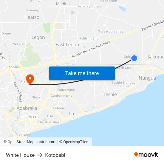White House to Kotobabi map
