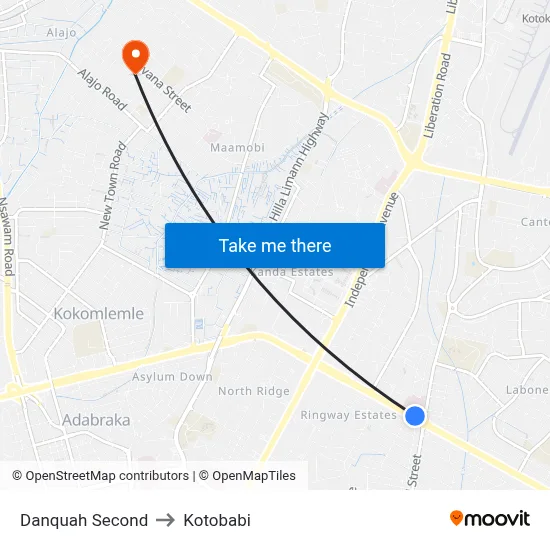 Danquah Second to Kotobabi map