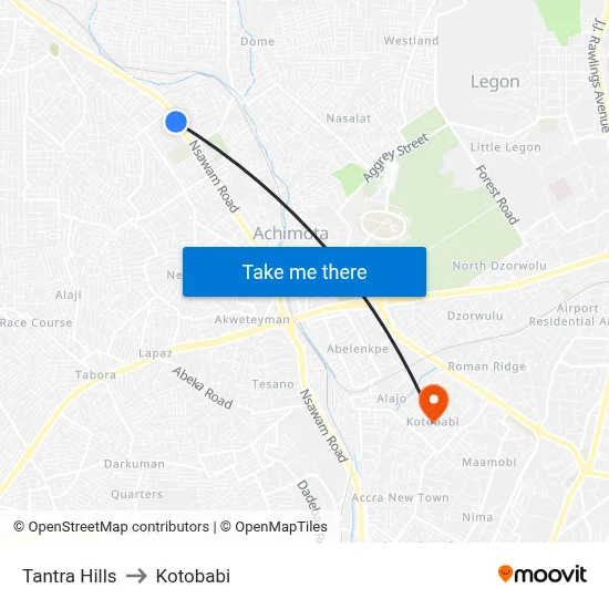 Tantra Hills to Kotobabi map