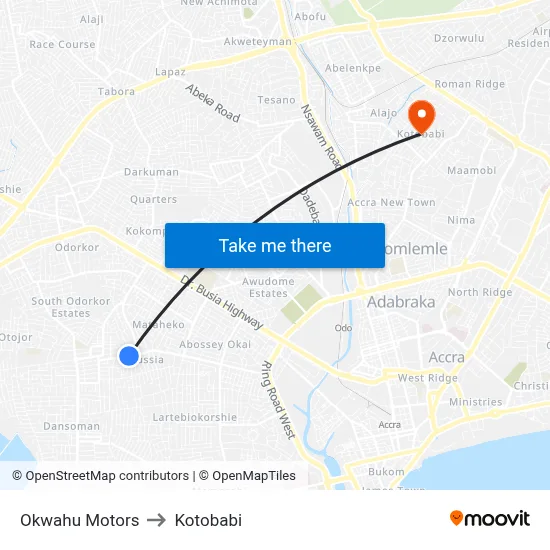 Okwahu Motors to Kotobabi map