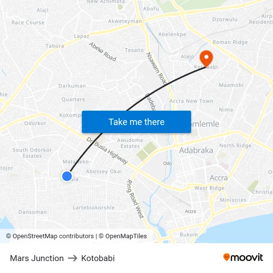 Mars Junction to Kotobabi map